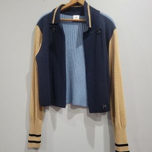 CAbi Sweater Womens M Turn Back Cardigan Varsity Preppy Colorblock Knit
